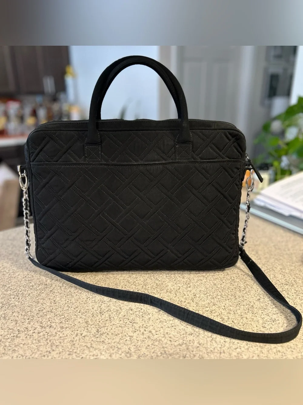Vera Bradley Black Quilted Laptop Tote